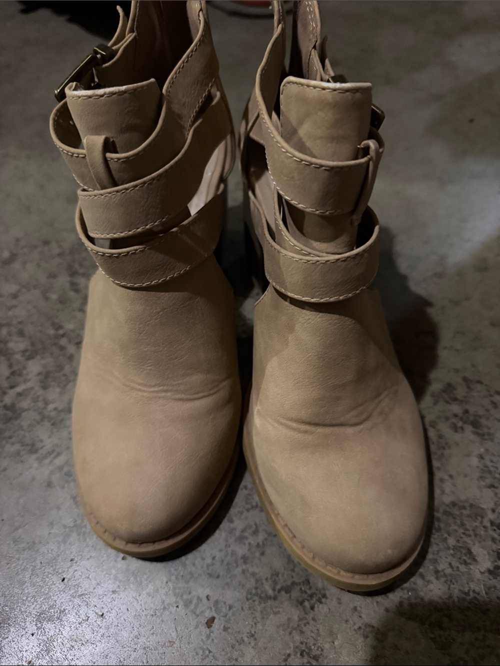 Charlotte Russe Beige Cutout Strap Ankle Booties
